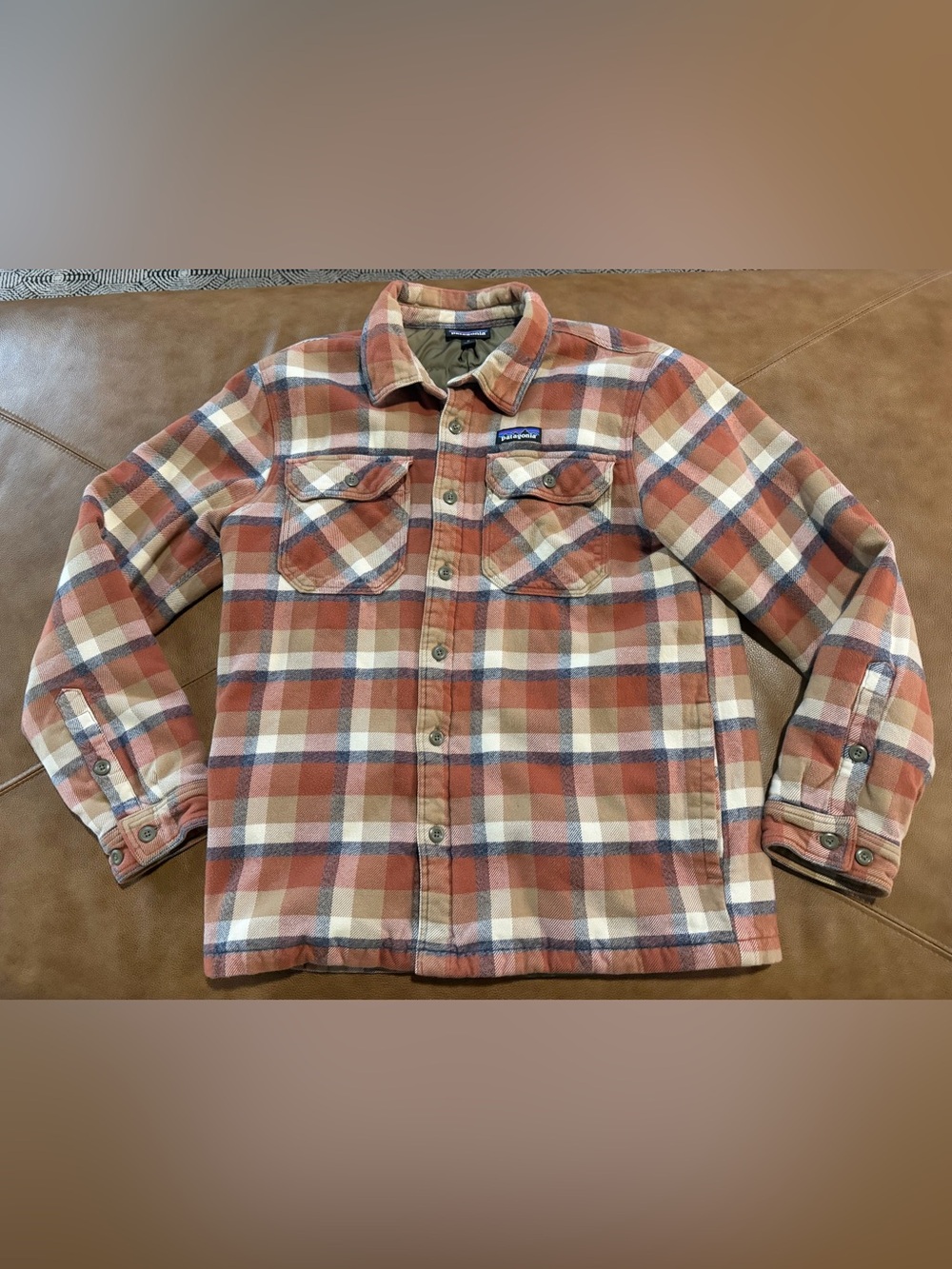 Patagonia Insulated Fjord Flannel Mens Medium Plaid Shirt Jacket Shacket